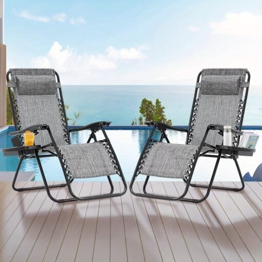 Zero Gravity Chair Set of 2, Folding Reclining zero gravity - Image 9