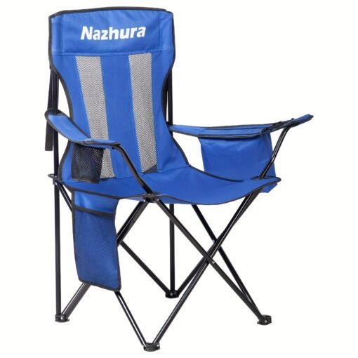 2 Pack Folding Outdoor Camping Chairs with Cooler Pouch - Image 2