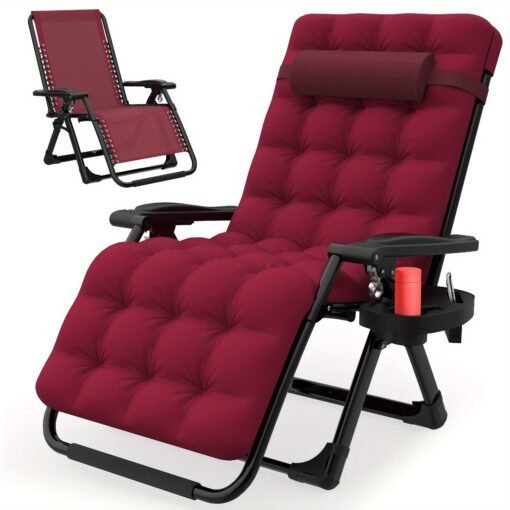440lbs Ergonomic Outdoor Zero Gravity Lounge Chair with Cup Holder
