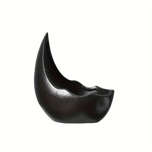 1Pc Modern Vintage Ceramic Crescent Moon Succulent Planter - Image 5